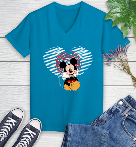 NBA Atlanta Hawks The Heart Mickey Mouse Disney Basketball Women's V-Neck T-Shirt 7