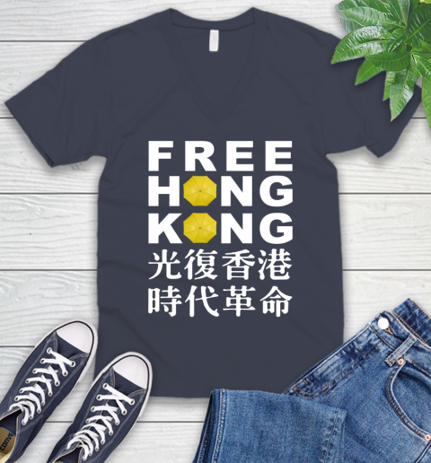Free Hong Kong V-Neck T-Shirt 8