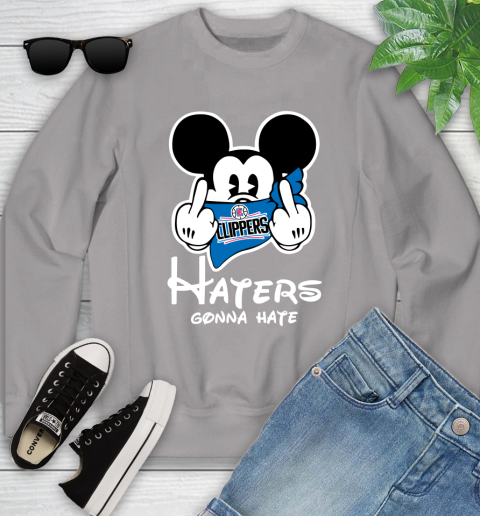 NBA LA Clippers Haters Gonna Hate Mickey Mouse Disney Basketball T Shirt Youth Sweatshirt 3