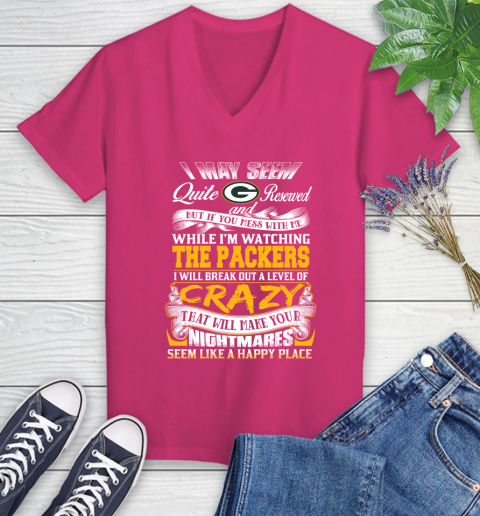 Green Bay Packers NFL Football Don't Mess With Me While I'm Watching My Team Women's V-Neck T-Shirt 9