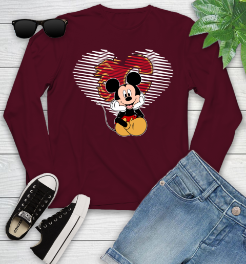 NHL Calgary Flames The Heart Mickey Mouse Disney Hockey Youth Long Sleeve 6