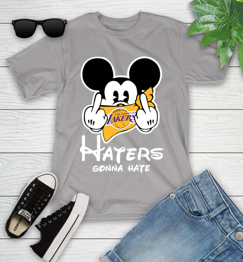 NBA Los Angeles Lakers Haters Gonna Hate Mickey Mouse Disney Basketball T Shirt Youth T-Shirt 4