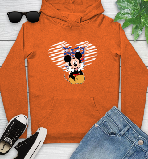 NHL New York Rangers The Heart Mickey Mouse Disney Hockey Youth Hoodie 4