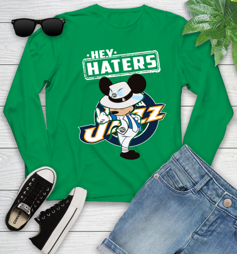 NBA Hey Haters Mickey Basketball Sports Utah Jazz Youth Long Sleeve 7