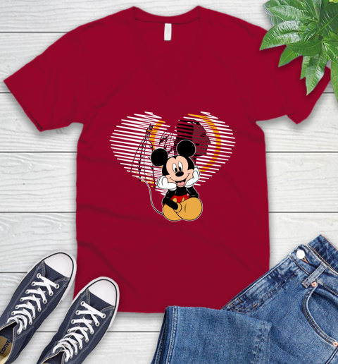 NFL Washington Redskins The Heart Mickey Mouse Disney Football T Shirt_000 V-Neck T-Shirt 7