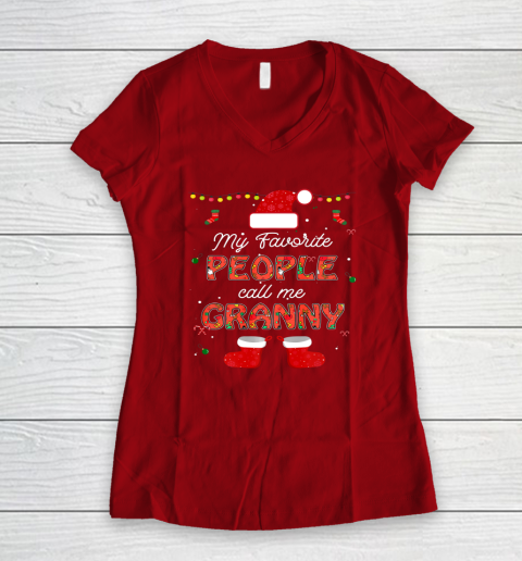 My Favorite People Call Me Granny Thanksgiving Christmas Women's V-Neck T-Shirt 6
