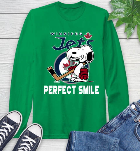 NHL Winnipeg Jets Snoopy Perfect Smile The Peanuts Movie Hockey T Shirt Long Sleeve T-Shirt 8