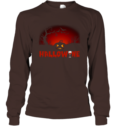 Hallowine T shirt Funny Scary Cool Halloween Costume Long Sleeve