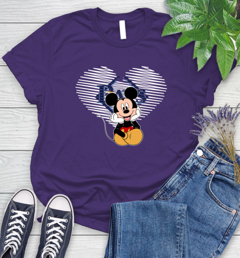MLB Tampa Bay Rays The Heart Mickey Mouse Disney Baseball T Shirt_000 Women's T-Shirt 4