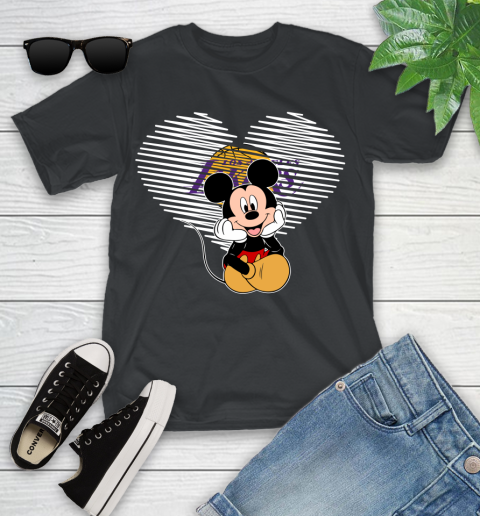 NBA Los Angeles Lakers The Heart Mickey Mouse Disney Basketball Youth T-Shirt