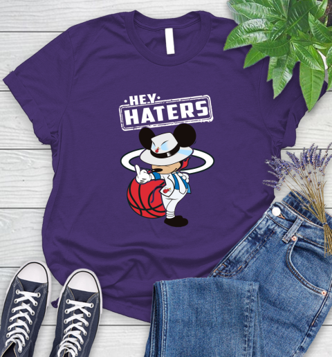 NBA Hey Haters Mickey Basketball Sports Miami Heat Women's T-Shirt 4