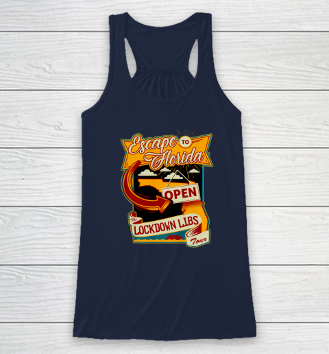Escape To Florida Shirt Ron DeSantis (Print on front and back) Racerback Tank 6