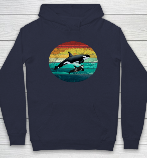 Orca Family Vintage Retro Art Killer Whale Family Hoodie 2