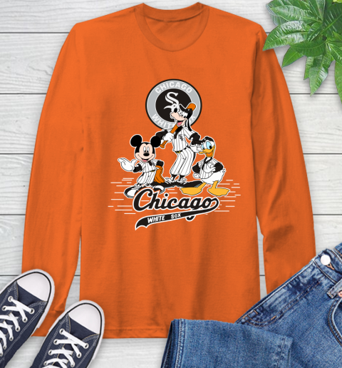 MLB Chicago White Sox Mickey Mouse Donald Duck Goofy Baseball T Shirt Long Sleeve T-Shirt 4
