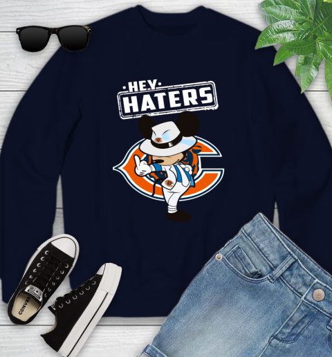 NFL Hey Haters Mickey Football Sports Chicago Bears Youth Sweatshirt 2