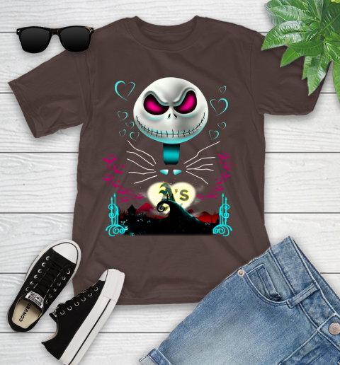 MLB Oakland Athletics Jack Skellington Sally The Nightmare Before Christmas Baseball Youth T-Shirt 7