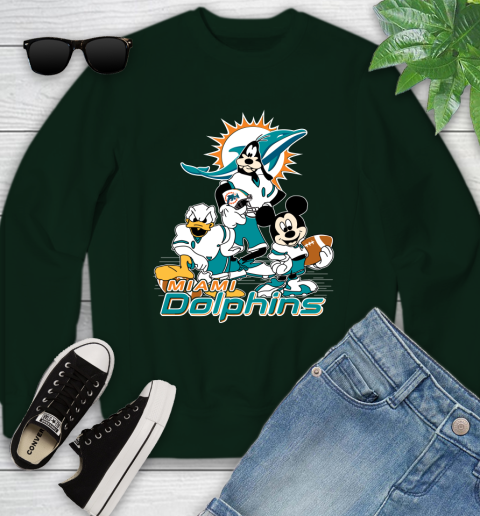 NFL Miami Dolphins Mickey Mouse Donald Duck Goofy Football Shirt Youth Sweatshirt 9