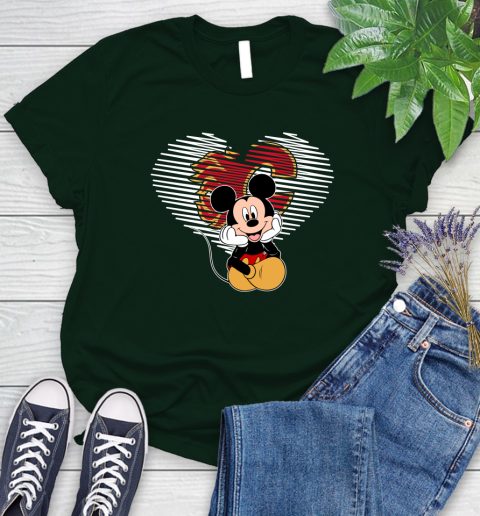 NHL Calgary Flames The Heart Mickey Mouse Disney Hockey Women's T-Shirt 6