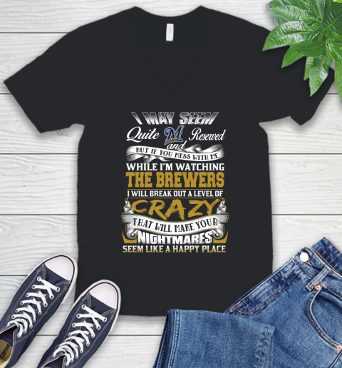 Milwaukee Brewers MLB Baseball Don't Mess With Me While I'm Watching My Team V-Neck T-Shirt