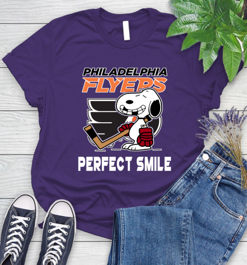 NHL Philadelphia Flyers Snoopy Perfect Smile The Peanuts Movie Hockey T Shirt Women's T-Shirt 4