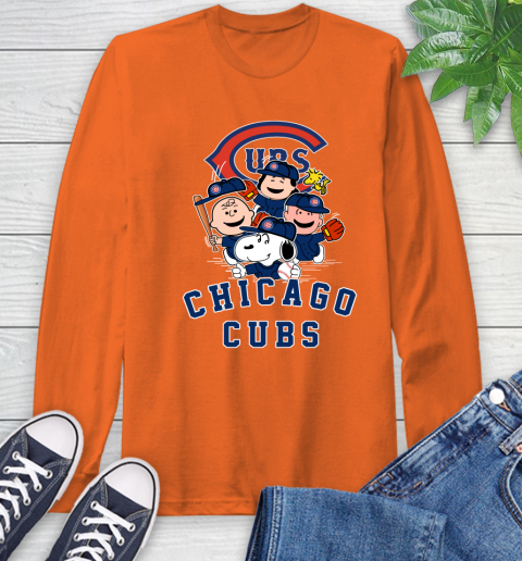 MLB Chicago Cubs Snoopy Charlie Brown Woodstock The Peanuts Movie Baseball T Shirt Long Sleeve T-Shirt 4