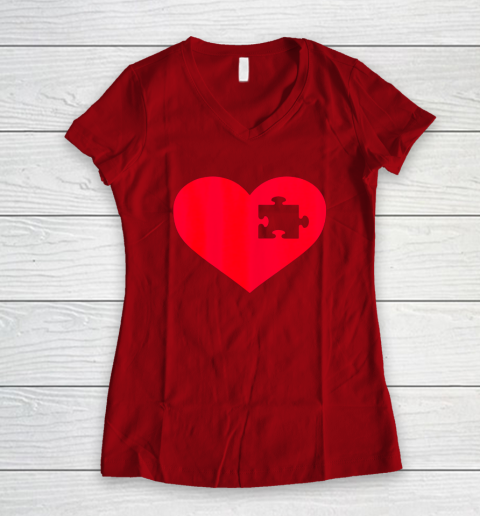 Family Valentine Insert Heart Gift Women's V-Neck T-Shirt 6