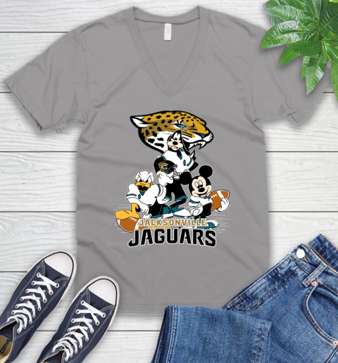 NFL Jacksonville Jaguars Mickey Mouse Donald Duck Goofy Football Shirt V-Neck T-Shirt 3