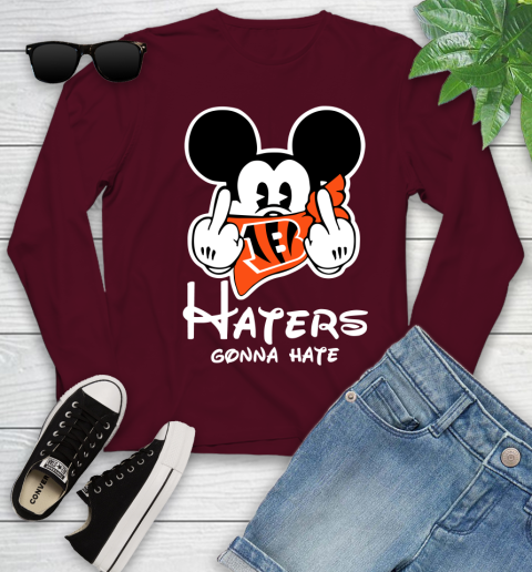 NFL Cincinnati Bengals Haters Gonna Hate Mickey Mouse Disney Football T Shirt_000 Youth Long Sleeve 6