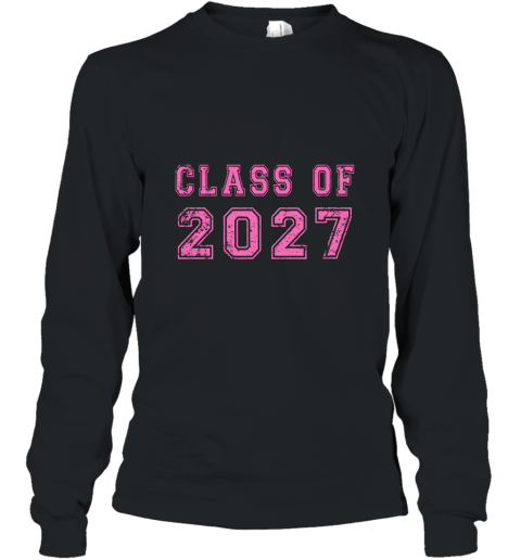 Class Of 2027 High School Graduation Date Distressed T Shirt Long Sleeve