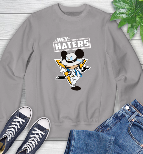 NHL Hey Haters Mickey Hockey Sports Pittsburgh Penguins Sweatshirt 5