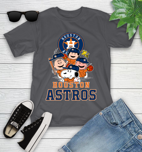 MLB Houston Astros Snoopy Charlie Brown Woodstock The Peanuts Movie Baseball T Shirt Youth T-Shirt 6