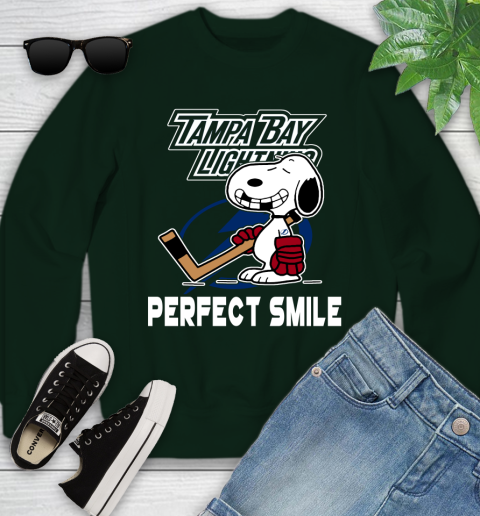 NHL Tampa Bay Lightning Snoopy Perfect Smile The Peanuts Movie Hockey T Shirt Youth Sweatshirt 9