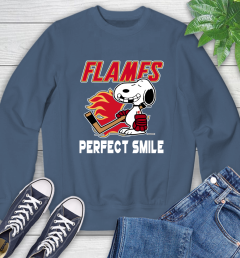 NHL Calgary Flames Snoopy Perfect Smile The Peanuts Movie Hockey T Shirt Sweatshirt 8