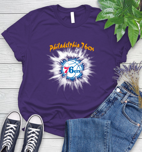 Philadelphia 76ers NBA Basketball Rip Sports Women's T-Shirt 4