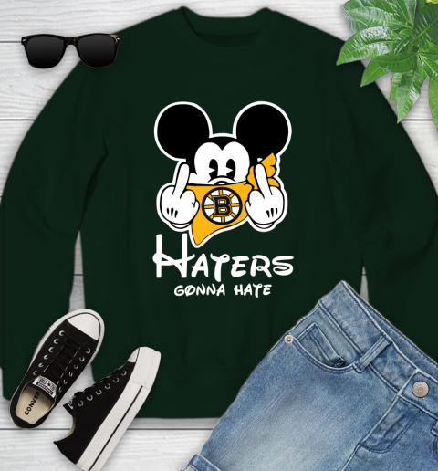 NHL Boston Bruins Haters Gonna Hate Mickey Mouse Disney Hockey T Shirt Youth Sweatshirt 9