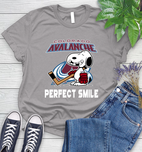NHL Colorado Avalanche Snoopy Perfect Smile The Peanuts Movie Hockey T Shirt Women's T-Shirt 5