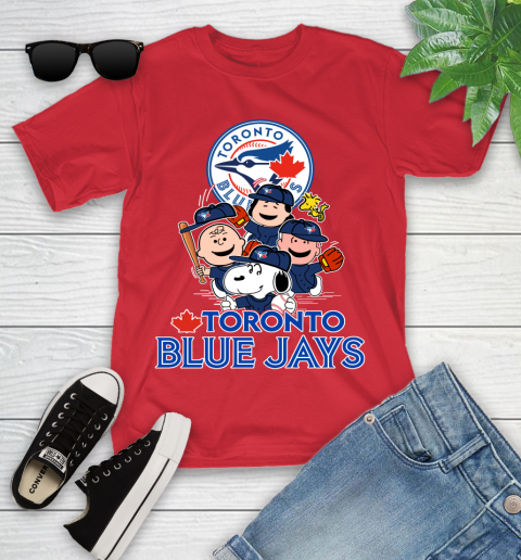 MLB Toronto Blue Jays Snoopy Charlie Brown Woodstock The Peanuts Movie Baseball T Shirt_000 Youth T-Shirt 13