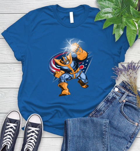 Columbus Blue Jackets NHL Hockey Thanos Avengers Infinity War Marvel Women's T-Shirt 12
