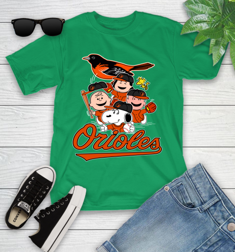 MLB Baltimore Orioles Snoopy Charlie Brown Woodstock The Peanuts Movie Baseball T Shirt_000 Youth T-Shirt 8