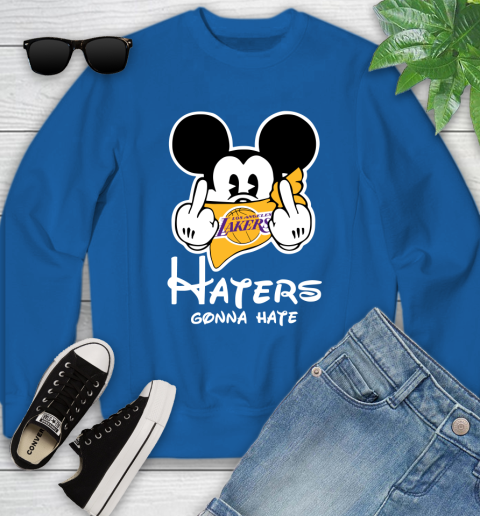 NBA Los Angeles Lakers Haters Gonna Hate Mickey Mouse Disney Basketball T Shirt Youth Sweatshirt Tee For Sports