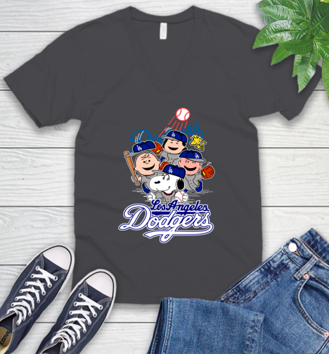 MLB Los Angeles Dodgers Snoopy Charlie Brown Woodstock The Peanuts Movie Baseball T Shirt_000 V-Neck T-Shirt 4