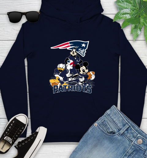 NFL New England Patriots Mickey Mouse Donald Duck Goofy Football Shirt Youth Hoodie 3
