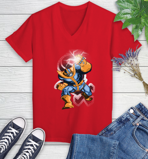 Chicago White Sox MLB Baseball Thanos Avengers Infinity War Marvel Women's V-Neck T-Shirt 11