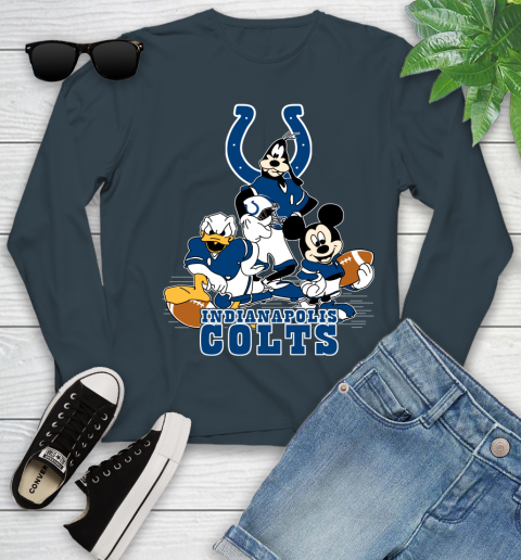 NFL Indianapolis Colts Mickey Mouse Donald Duck Goofy Football Shirt Youth Long Sleeve 9