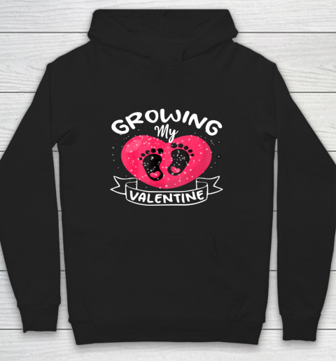 Womens Growing My Valentine literally pregnant shirt Pregnancy Wife Hoodie