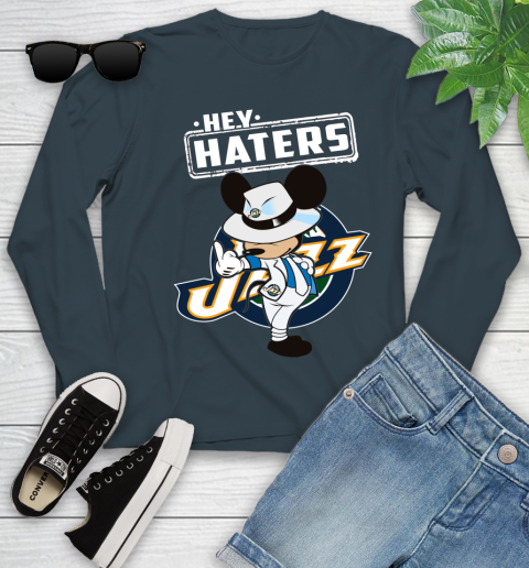 NBA Hey Haters Mickey Basketball Sports Utah Jazz Youth Long Sleeve 9