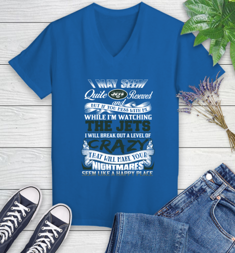 New York Jets NFL Football Don't Mess With Me While I'm Watching My Team Women's V-Neck T-Shirt 10