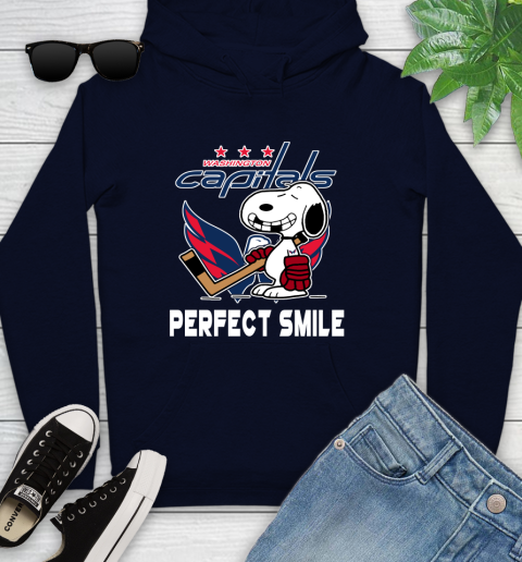 NHL Washington Capitals Snoopy Perfect Smile The Peanuts Movie Hockey T Shirt Youth Hoodie 3