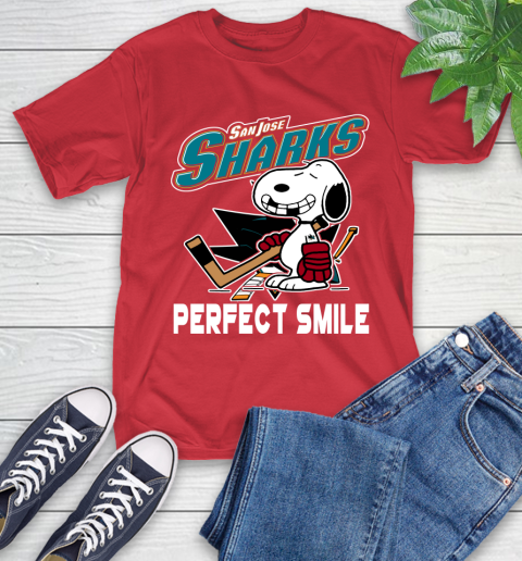 NHL San Jose Sharks Snoopy Perfect Smile The Peanuts Movie Hockey T Shirt T-Shirt 11