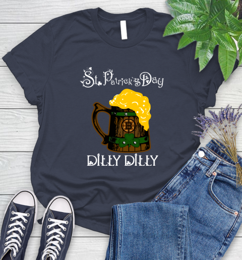 NHL Boston Bruins St Patrick's Day Dilly Dilly Beer Hockey Sports Women's T-Shirt 14